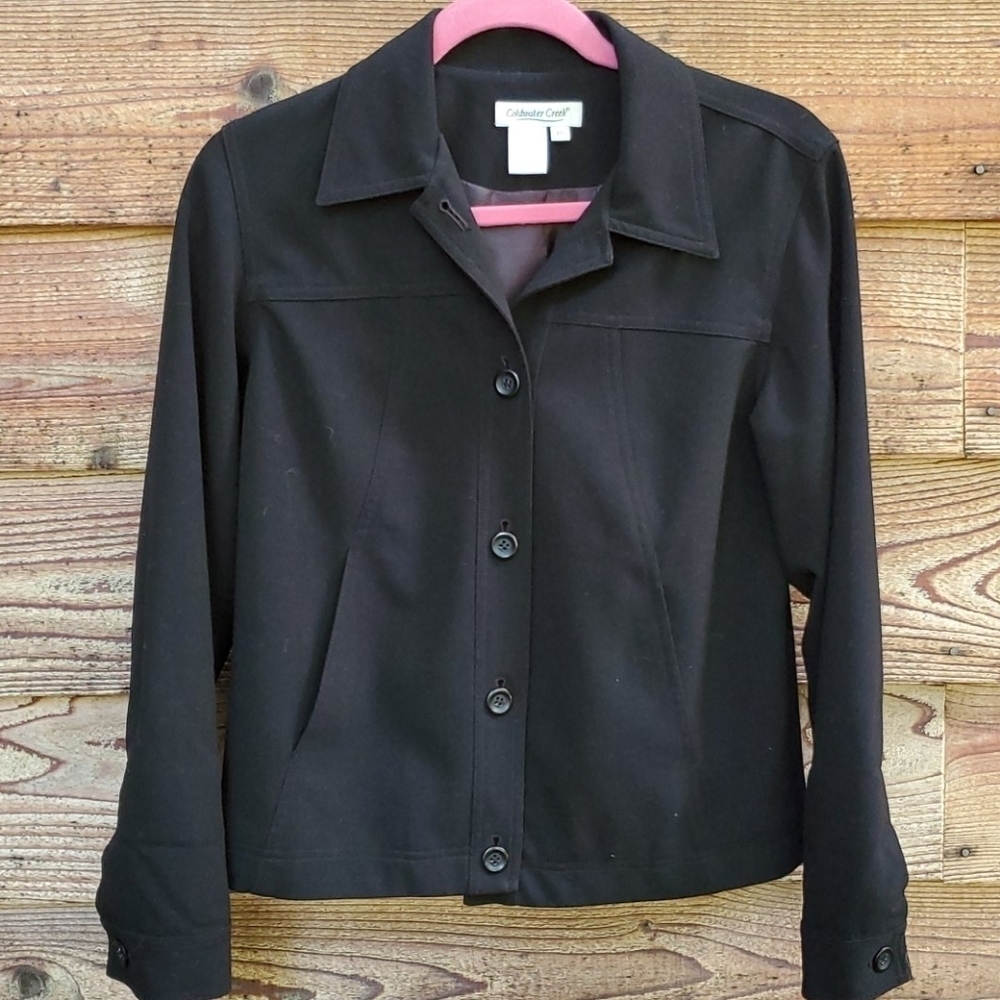 Coldwater Creek Bomber jacket career XS Black knit